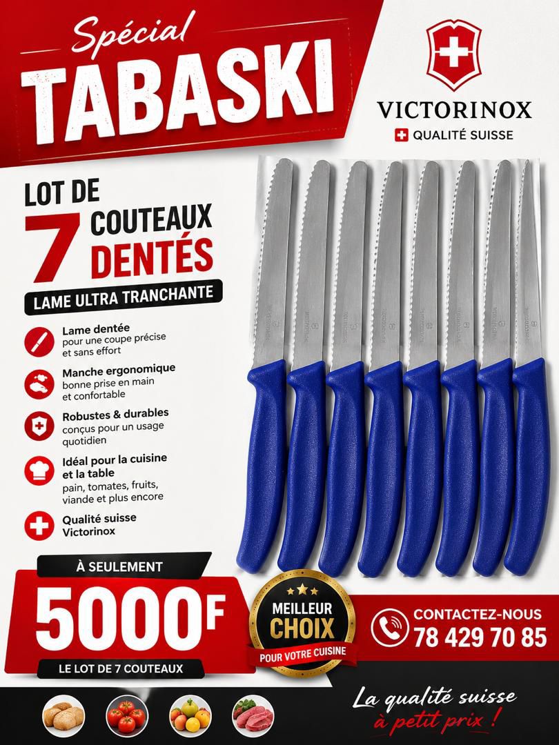 Lot 7 Couteaux Dentés Bleu