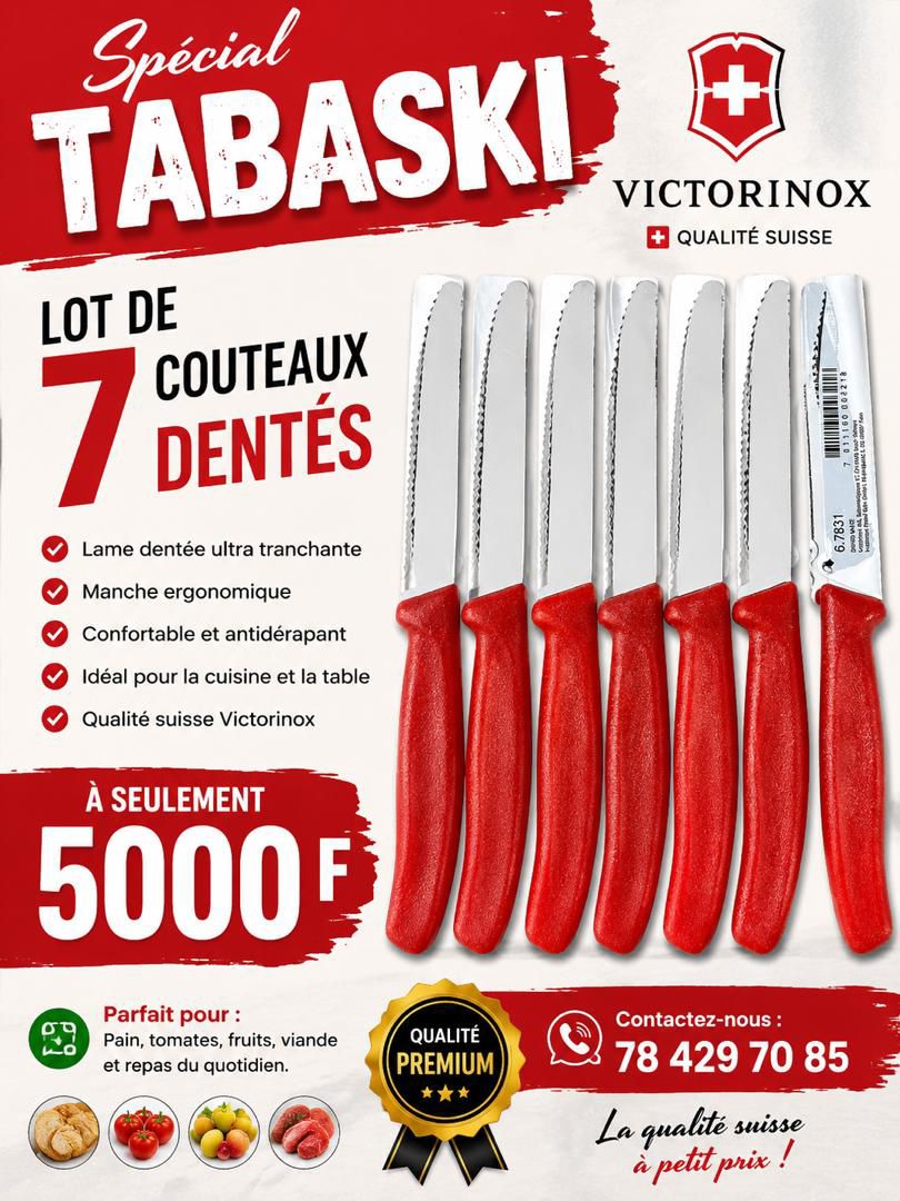 Lot 7 Couteaux Dentés Rouge